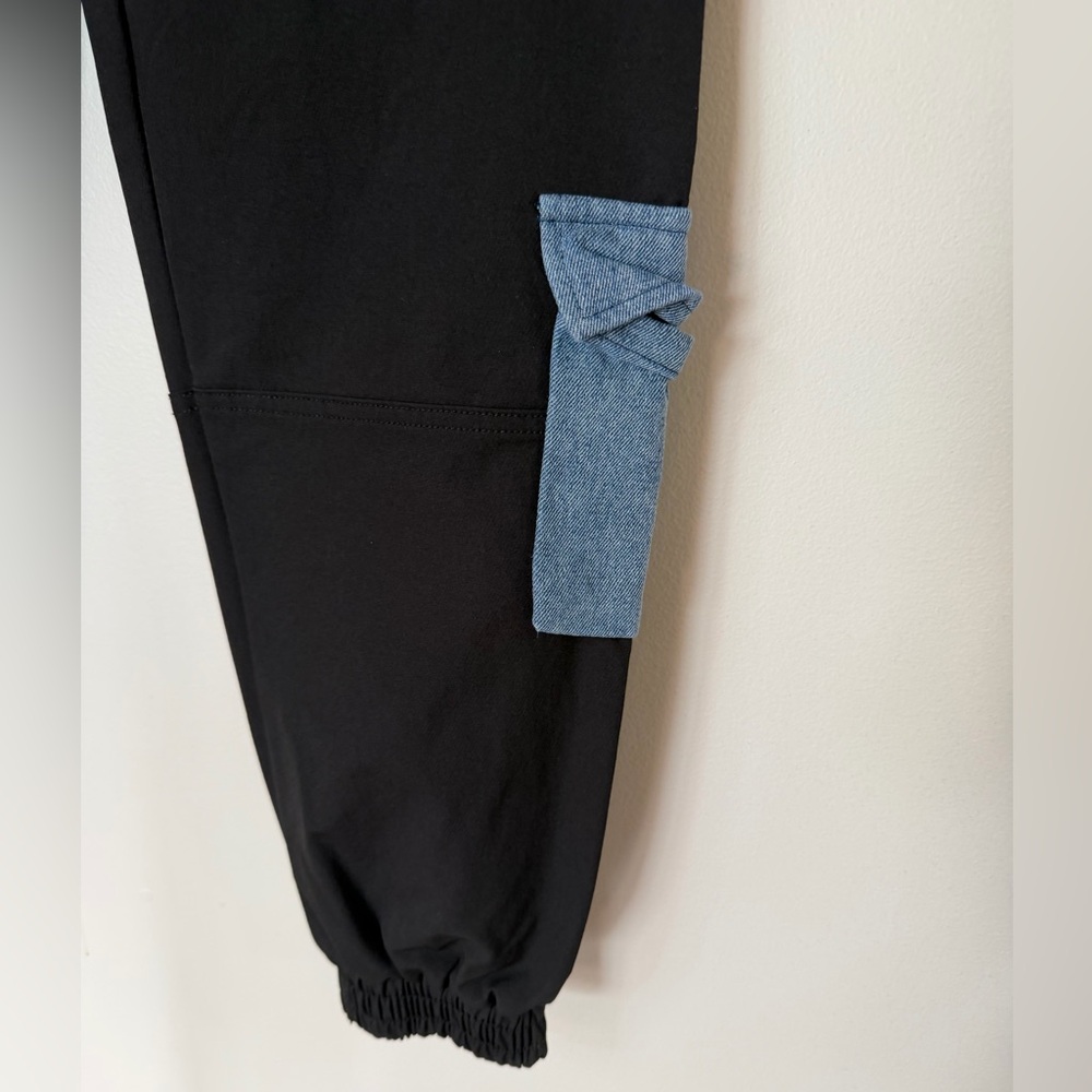 Manière De Voir Cargo Joggers Black Denim Pocket Streetwear Pants Size 14 - Picture 4 of 9